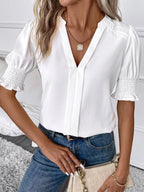 Sarah Express Women's Notched Half Sleeve Blouse White