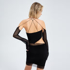 Sarah Express Women's Irregular Cutout Bodycon Dress Black Stretch Party Clubwear