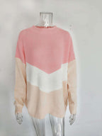 Sarah Express Tricolor Patchwork Knit Sweater Color Block Acrylic