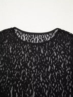 Sarah Express Women's Leopard Pattern Sheer Mesh Long Sleeve Top