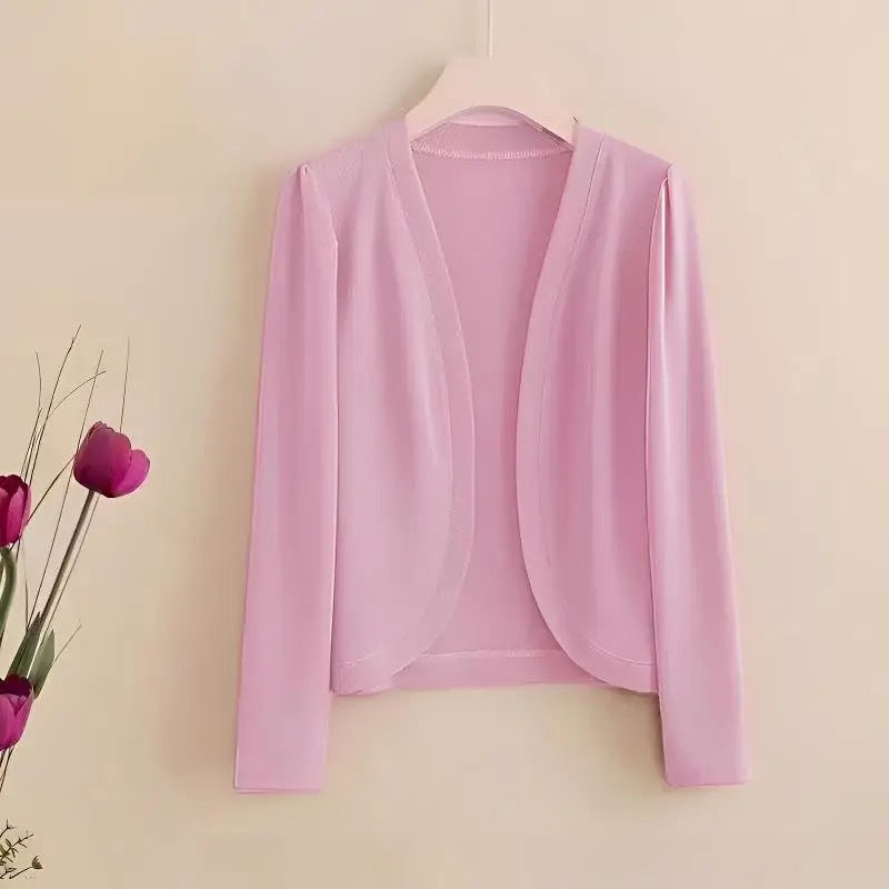 Sarah Express Shawl Collar Short Cardigan Lightweight Slim Fit Solid Color