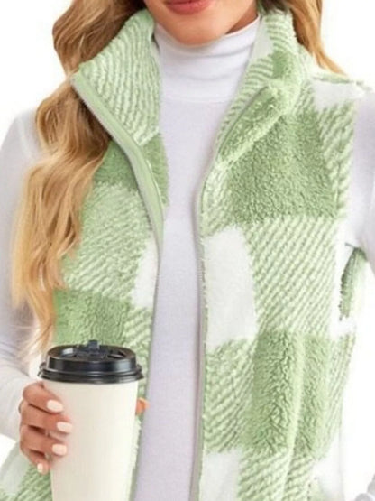 Sarah Express Women's Color Block Zip Up Vest Coat Plus Size