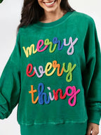 Sarah Express Women's Merry Little Thing Corded Letter Graphic Ribbed Sweatshirt