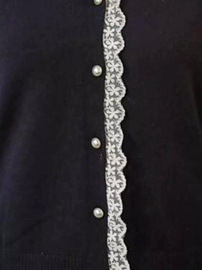 Sarah Express Women's Lace Trim Hooded Cardigan