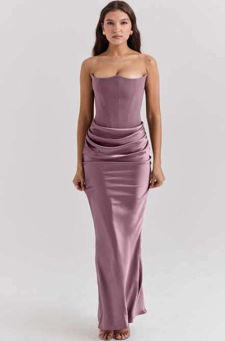 Backless Bandeau Maxi Dress Strapless Bodycon Evening Gown