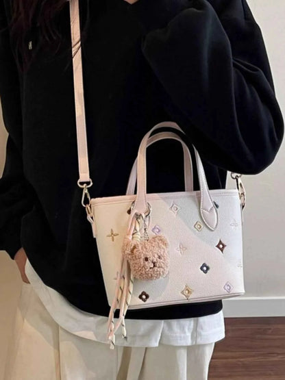 Sarah Express Women's Embroidered Pattern Crossbody Bag - Mini PU Leather Shoulder Bag Dusty Pink ONESIZE