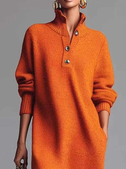 Sarah Express Women's Button-Front Ribbed Knit Sweater Dress - Plus Size Available