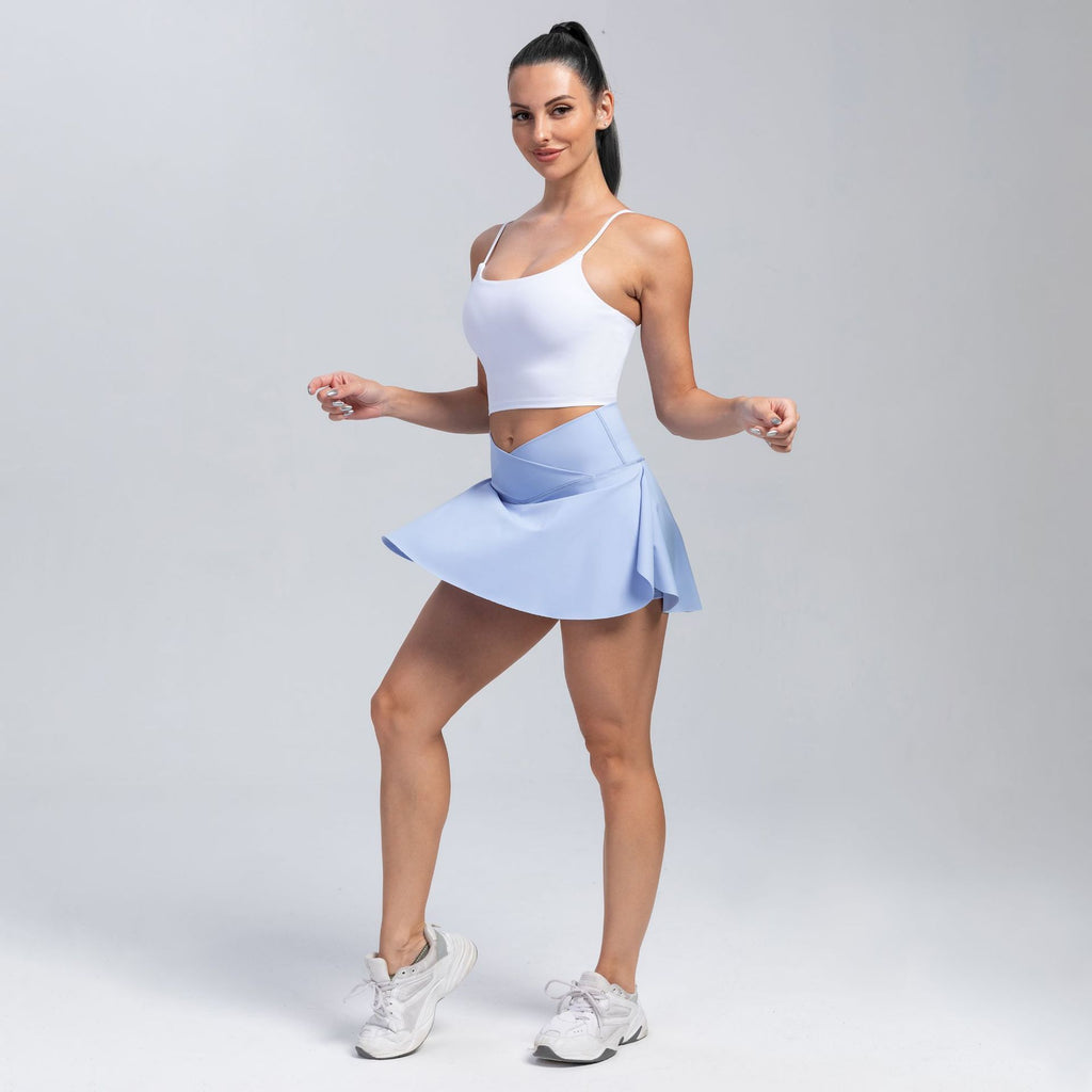 Sarah Express Women's Yoga Skort Athletic Shorts with Skirt Overlay Moisture-Wicking Active Wear