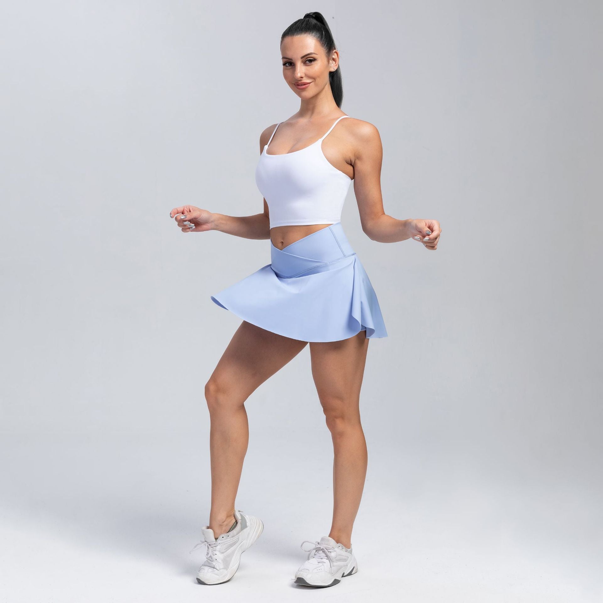 Sarah Express Women's Yoga Skort Athletic Shorts with Skirt Overlay Moisture-Wicking Active Wear