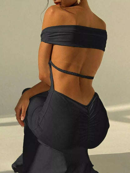 Sarah Express Women's Backless Off-Shoulder Bodycon Mermaid Maxi Dress