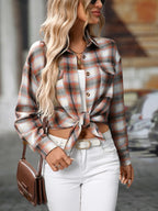 Sarah Express Women's Oversized Plaid Button-Up Shirt