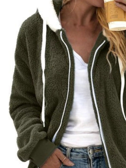 Sarah Express Women's Cozy Fleece Zip-Up Hooded Jacket Plus Size