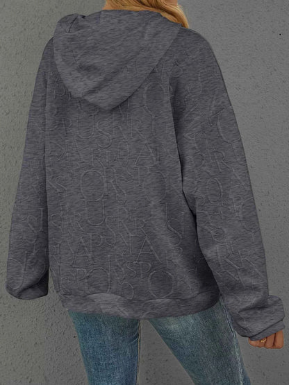 Sarah Express Women's Embossed Lettering Casual Hoodie Plus Size