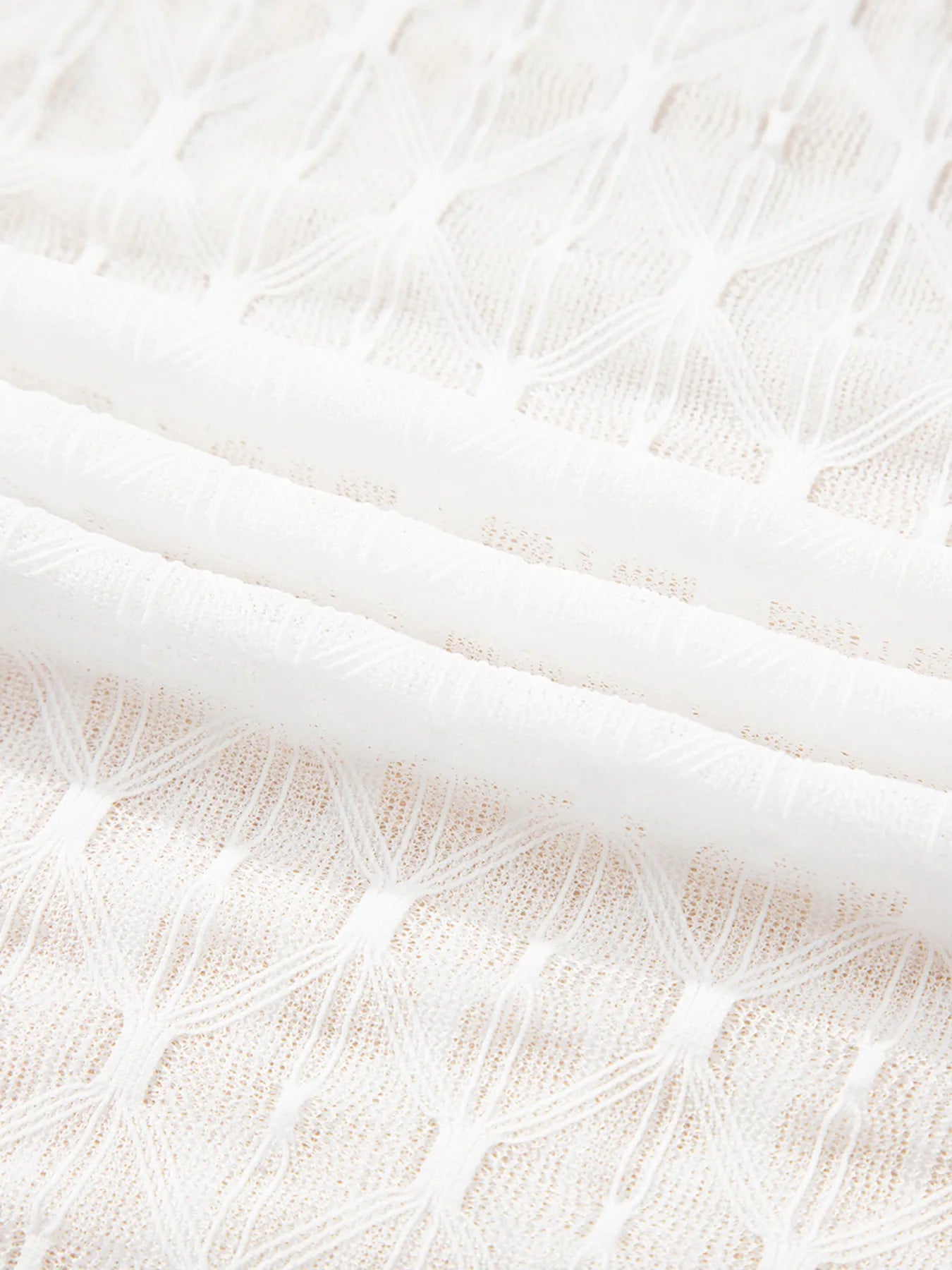 Sarah Express Women's Sheer Mesh Patterned Lettuce Trim Slim Long Sleeve Top