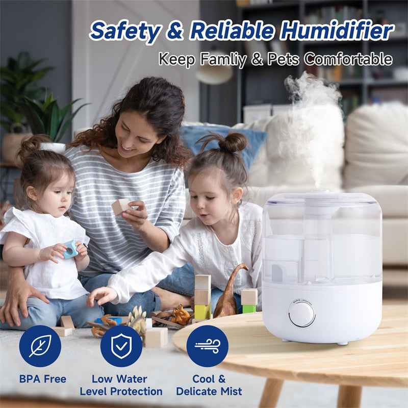 Sarah Express 3L Mechanical Humidifier with Low Water Level Protection - BPA Free Ultrasonic Cool Mist Humidifier for Home Bedroom Office