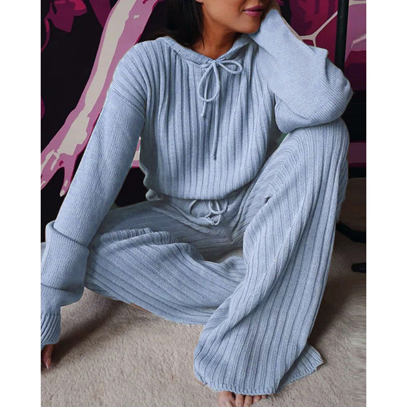 Sarah Express Women's Hooded Sweatsuit Set - Long Sleeve Casual Two Piece Tracksuit sky blue