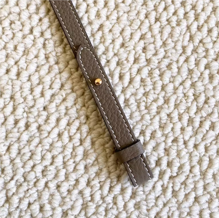 Sarah Express Genuine Leather Bag Strap Replacement – Adjustable Spaghetti Shoulder Strap with Gold & Silver Stud Detail Elephant Grey 1 with gold