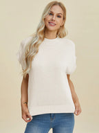 Sarah Express Women’s Plus Size Short Sleeve Mock Neck Viscose Sweater
