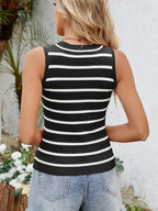 Sarah Express Women's Striped Round Neck Tank Top