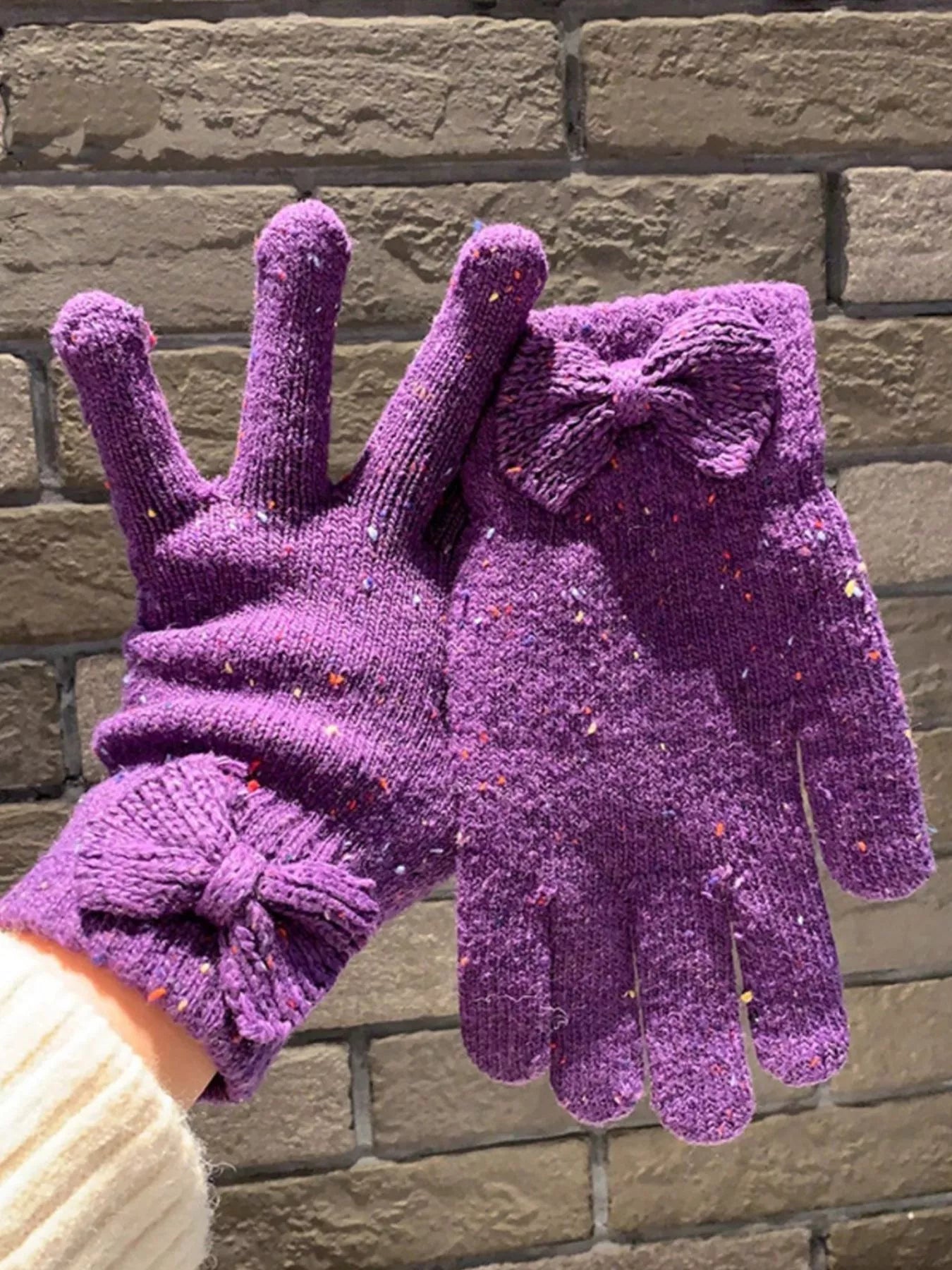 Sarah Express Women's Knitted Bow Accent Gloves - Warm Winter Fingerless Gloves