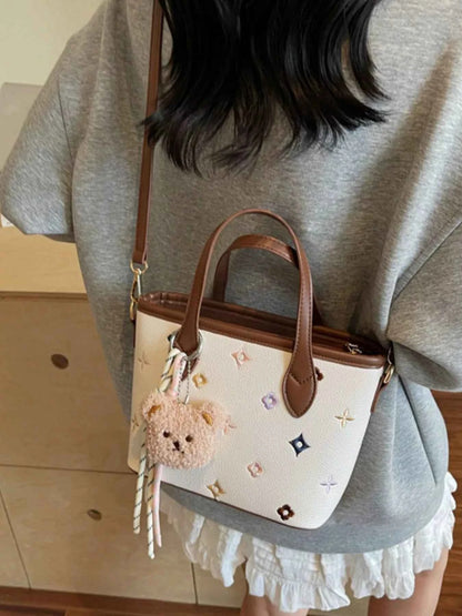 Sarah Express Women's Embroidered Pattern Crossbody Bag - Mini PU Leather Shoulder Bag