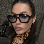 Women's Leopard Print Oversized Sunglasses UV400 Protection