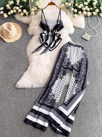 Sarah Express Women's Tie Back Printed Cami and Pants Set - Two Piece Outfit