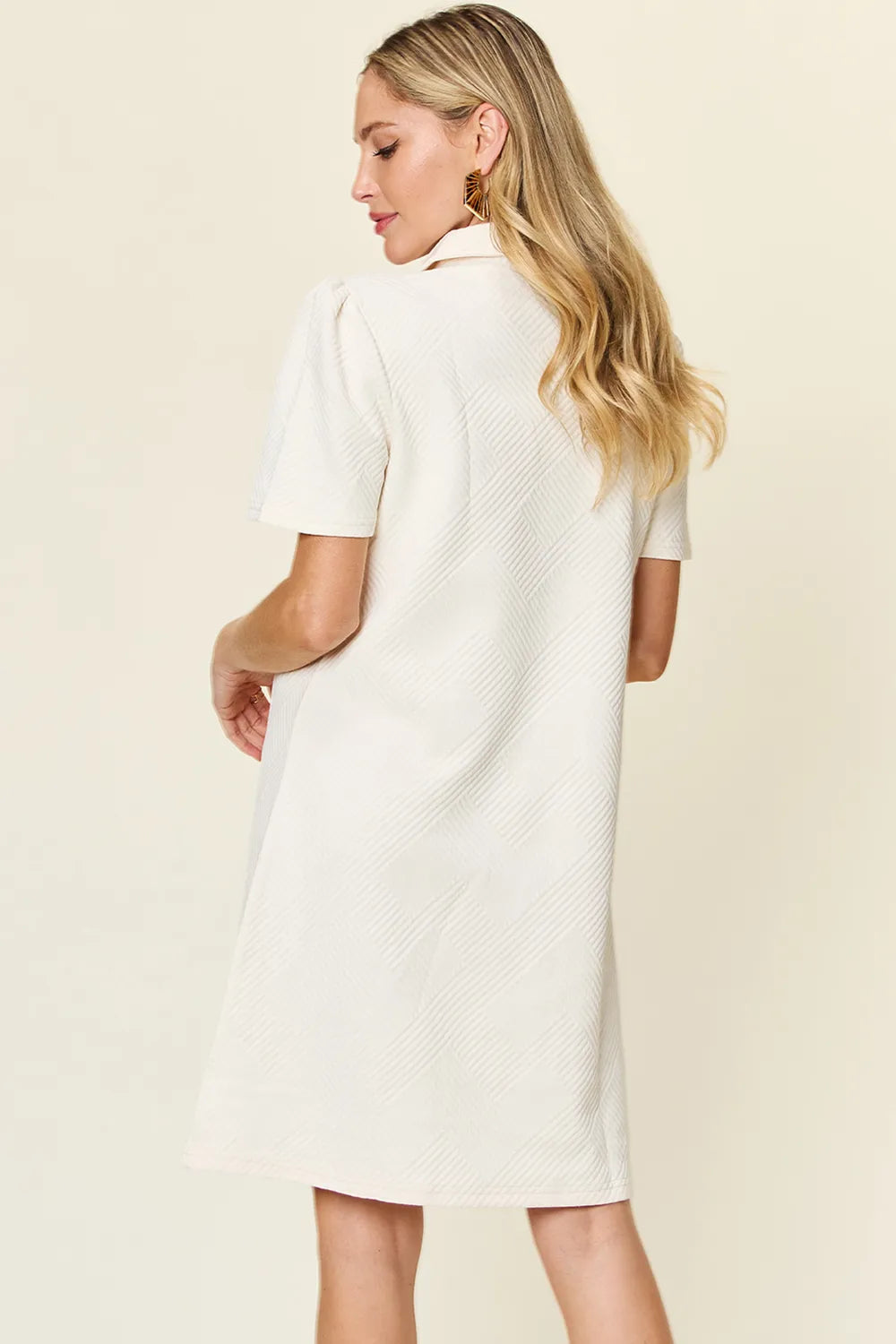 Sarah Express Women’s Plus Size Textured Collared Short Sleeve Dress