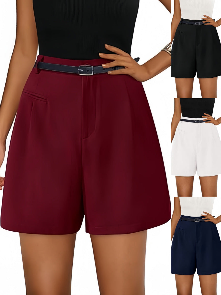 Sarah Express High Waist Wide Leg Casual Shorts Elastic Waistband Bermuda Length
