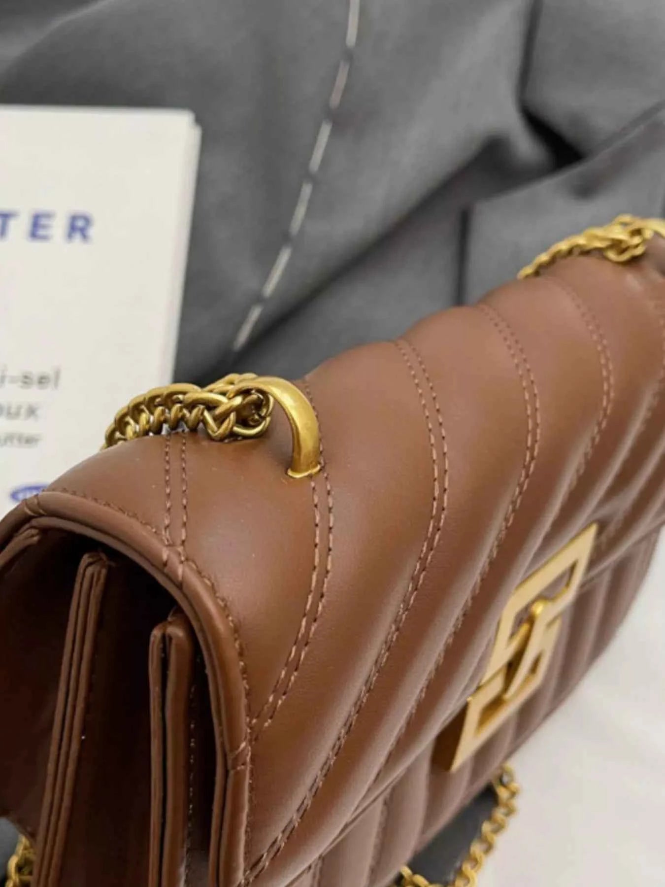 Sarah Express Women's Quilted Flap Chain Shoulder Bag - Small PU Leather Crossbody Purse