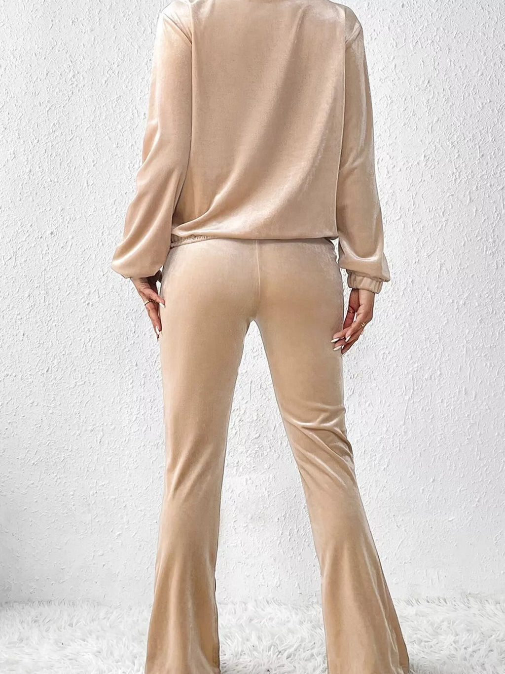 Sarah Express Women's Plus Size Surplice Long Sleeve Top and Pants Set