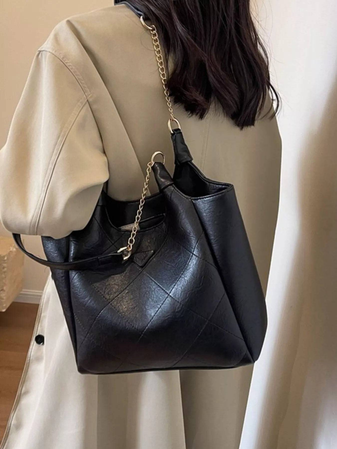 Sarah Express Women's Large PU Leather Shoulder Bag - Chic Crossbody Handbag