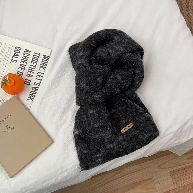 Sarah Express Women's Soft Fuzzy Contrast Scarf Black One Size