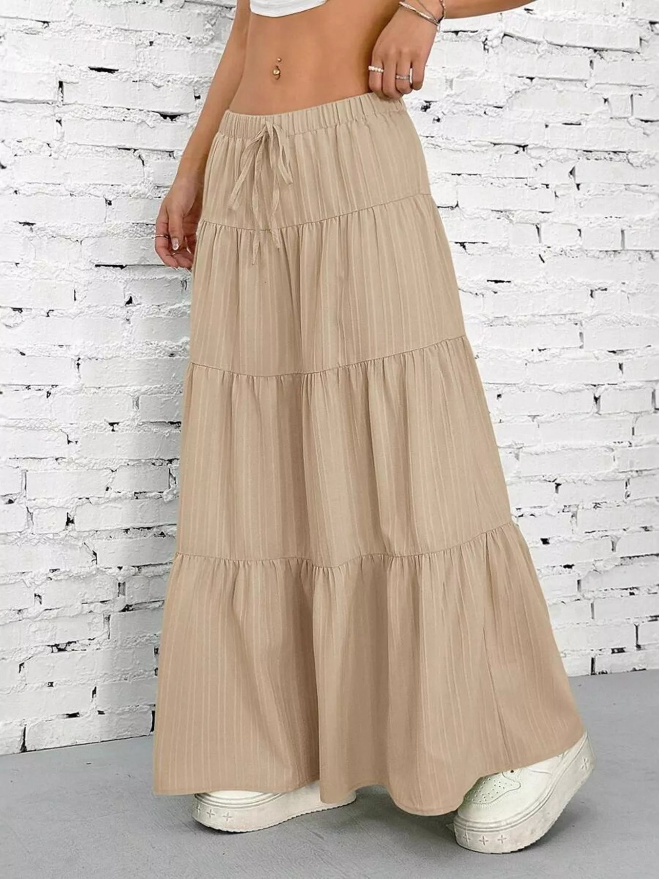 Sarah Express Women's Flowy Tiered Maxi Skirt