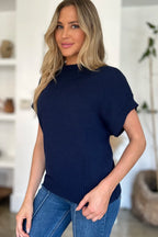 Sarah Express Women’s Plus Size Short Sleeve Mock Neck Viscose Sweater