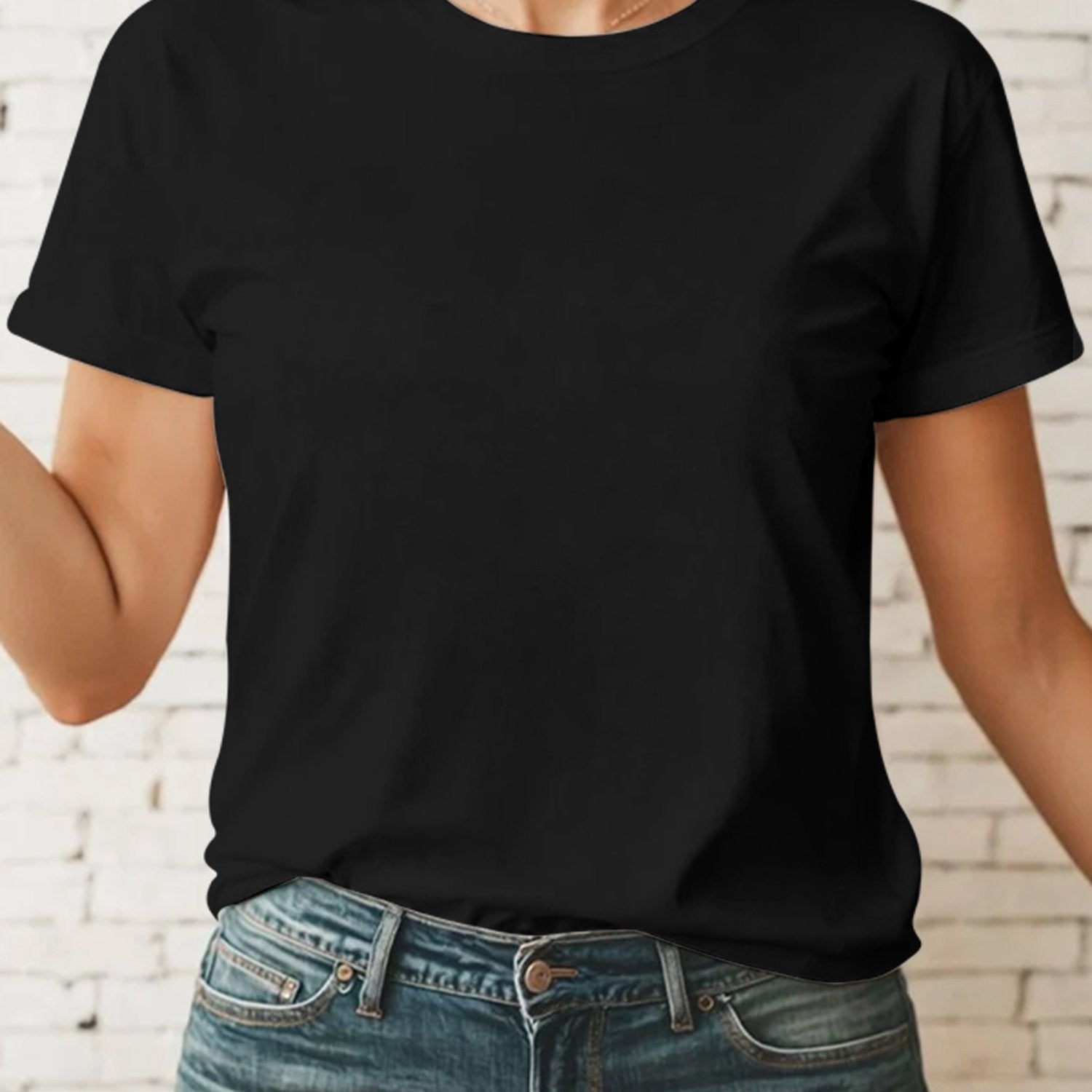 Sarah Express Women's Round Neck Short Sleeve Cotton T-Shirt 3D Print Casual