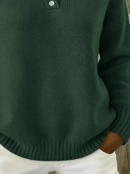 Sarah Express Women's Button Detail Drop Shoulder Sweater Plus Size