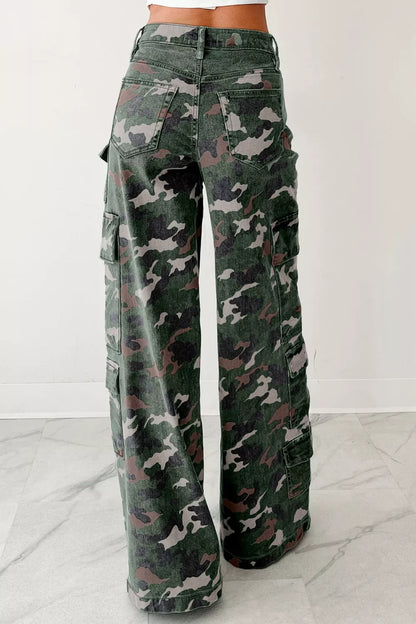 Sarah Express Women's Camo Print High Waist Cargo Pants