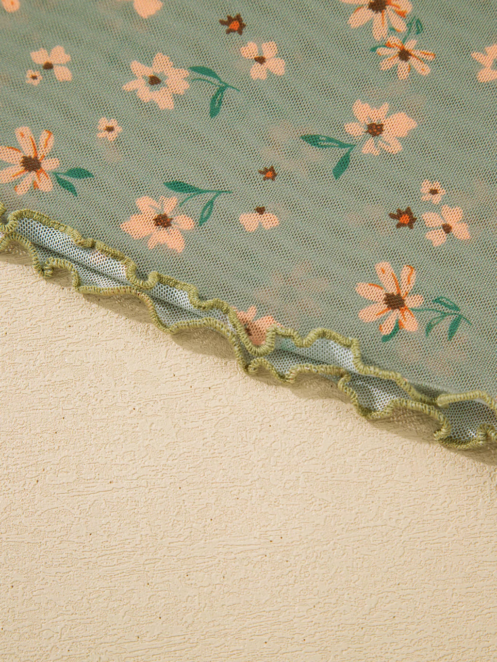 Sarah Express Women's Floral Print Mesh Long Sleeve Top