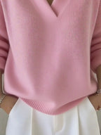 Sarah Express Women's V-Neck Long Sleeve Sweater Plus Size