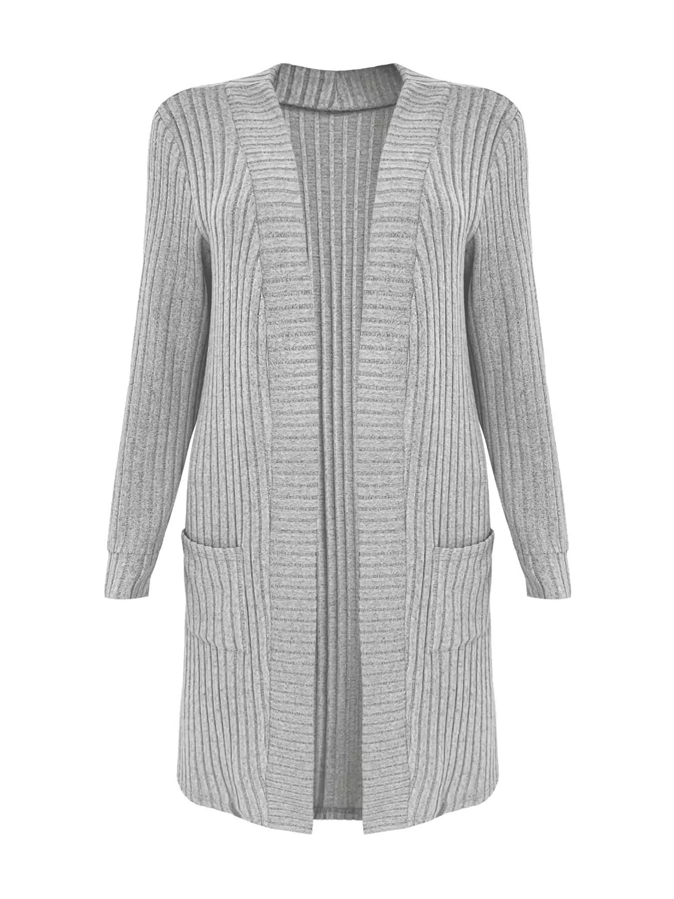 Sarah Express Women's Ribbed Knit Open Front Cardigan