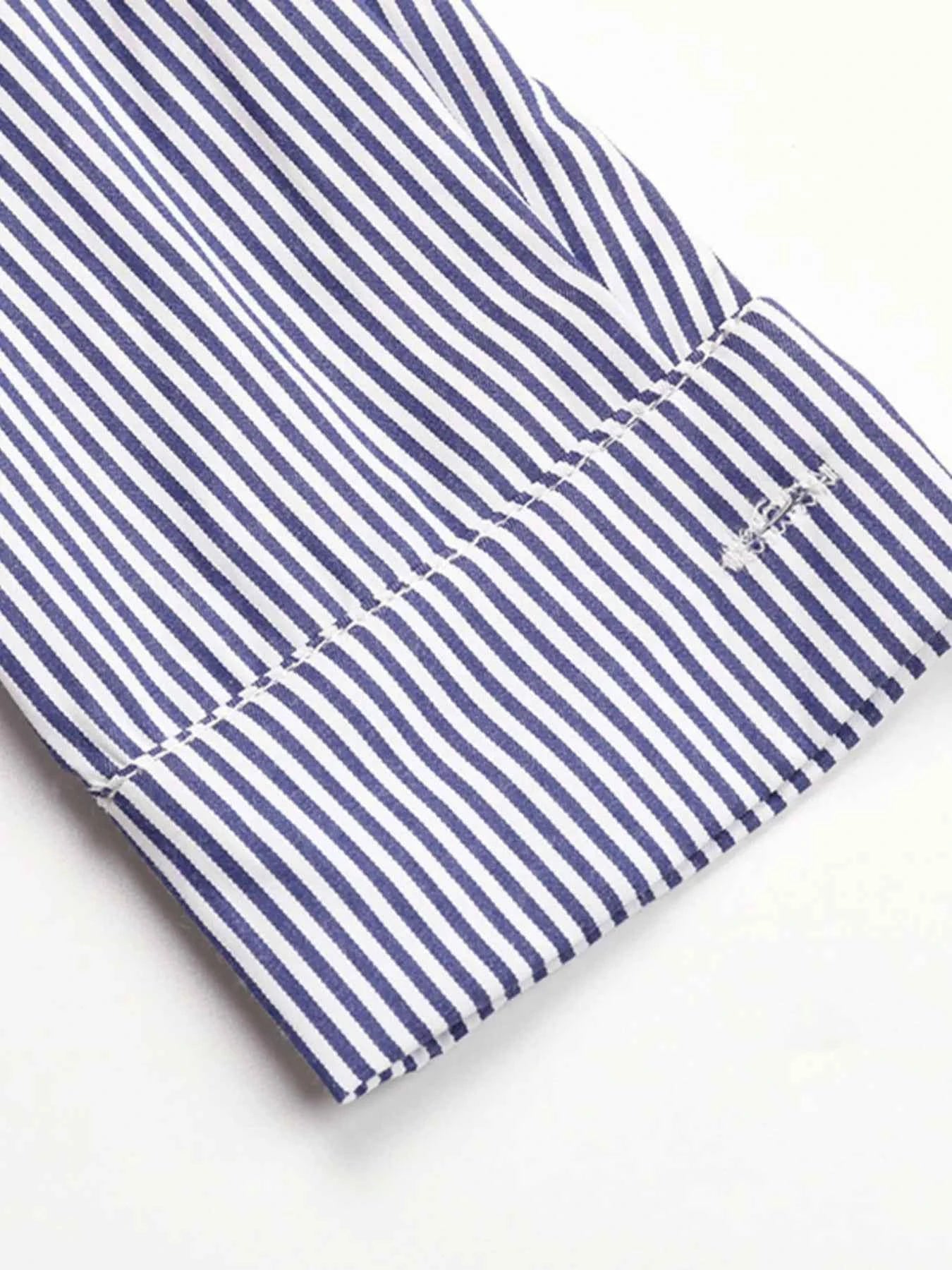 Sarah Express Women's Striped Button-Up Shirt Dress - Long Sleeve Casual Midi Dress