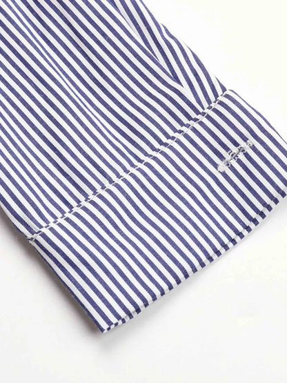 Sarah Express Women's Striped Button-Up Shirt Dress - Long Sleeve Casual Midi Dress