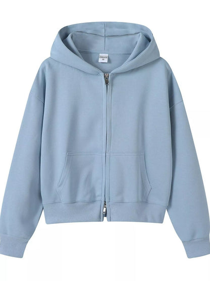 Sarah Express Women's Casual Zip-Up Long Sleeve Hoodie Plus Size Blue
