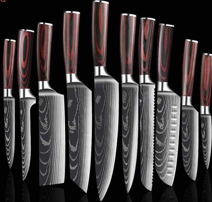 Sarah Express Professional Damascus Chef Knife Set - 7CR17 Stainless Steel Kitchen Knives Ten piece set