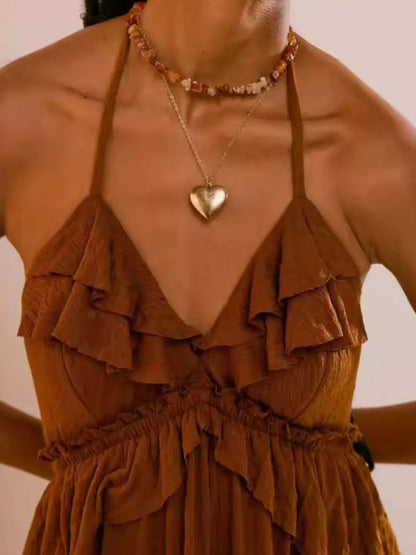 Sarah Express Women's Ruffled Halter Neck Maxi Dress