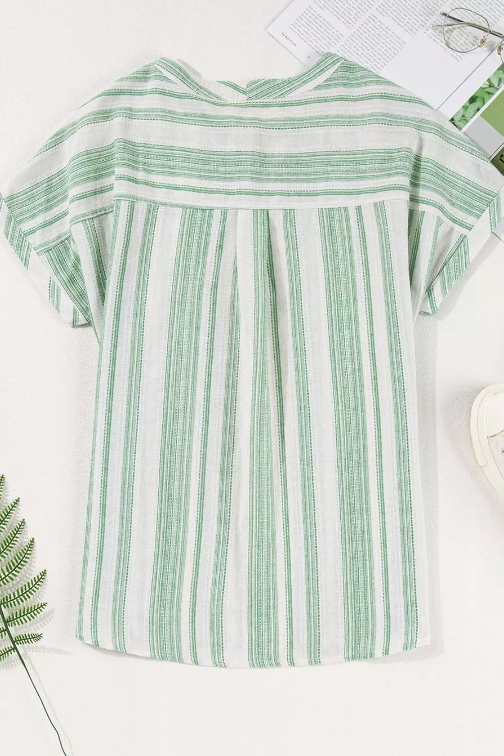 Sarah Express Women's Breathable Gauze Half Button Short Sleeve Casual Blouse