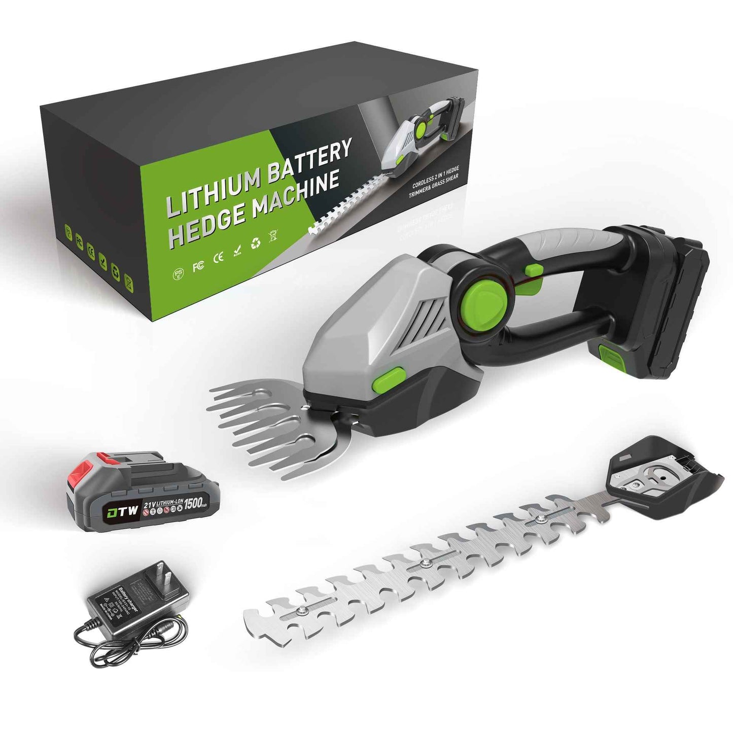 Sarah Express Cordless Electric Hedge Trimmer - Wireless Handheld Lawn Mower for Garden & Yard Care Green 1.5AH One Electric 3600rpm 205 W