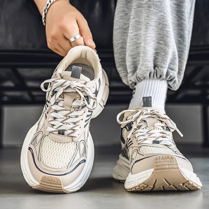 Sarah Express Breathable Mesh Sneakers for Wide Feet & Broad Toes | Casual Lace-Up Shoes Milk Tea Color