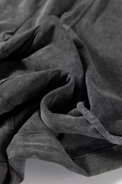 Sarah Express Women's Mineral Wash Lace-up High Waist Raw Hem Patched Pocket Pants